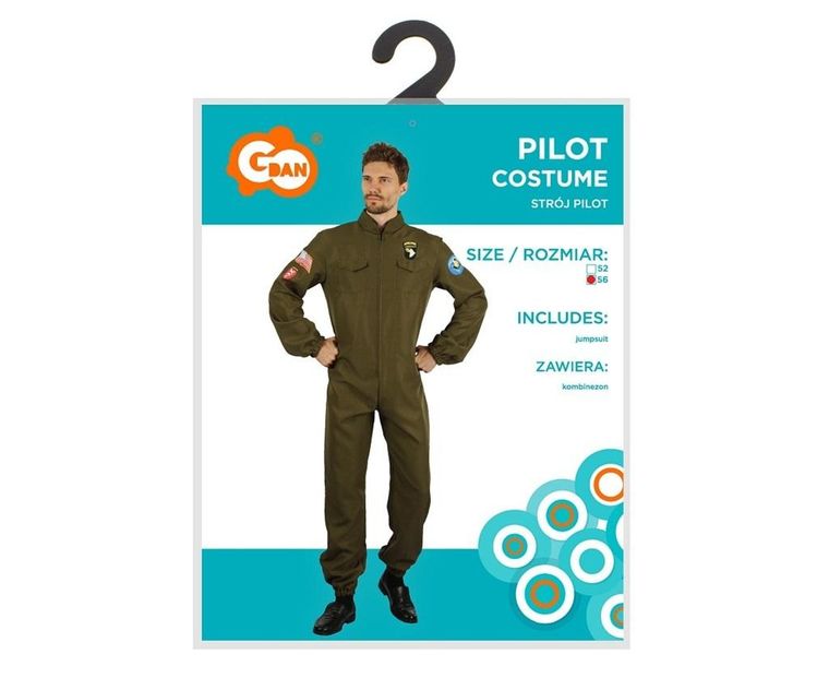 GoDan, strój dla dorosłych, Pilot kombinezon, rozmiar 56