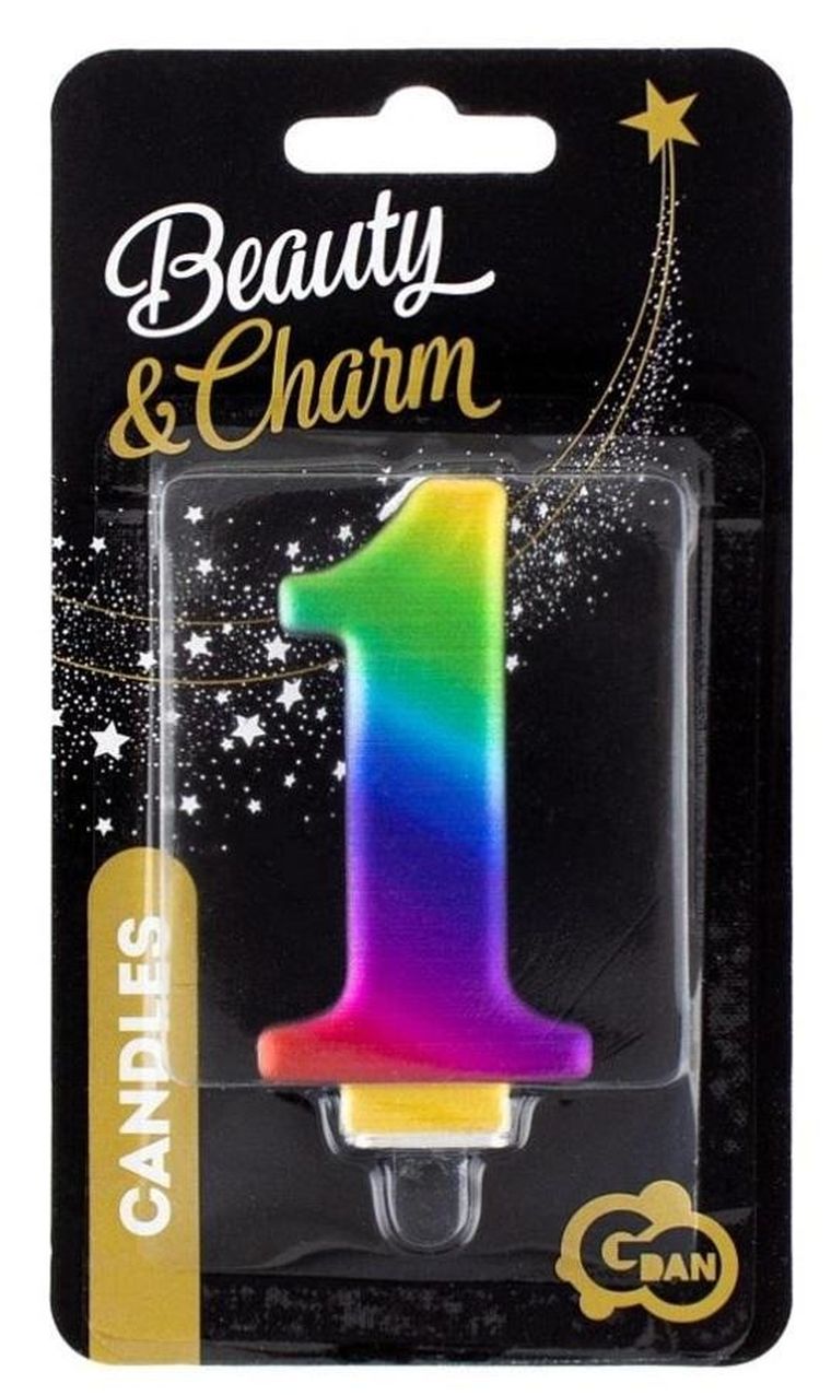 Godan, świeczka cyferka 1, Beauty&Charm Galaxy, 8 cm