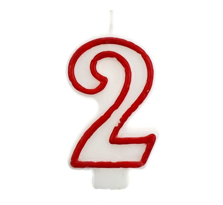 GoDan, świeczka cyferka 2, czerwony kontur