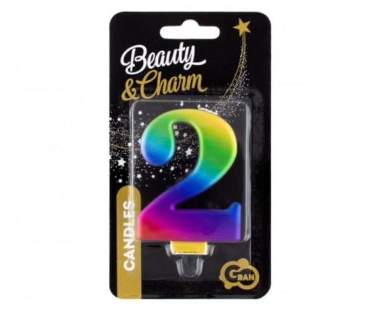 GoDan, świeczka cyferka 2, galaxy, 8 cm