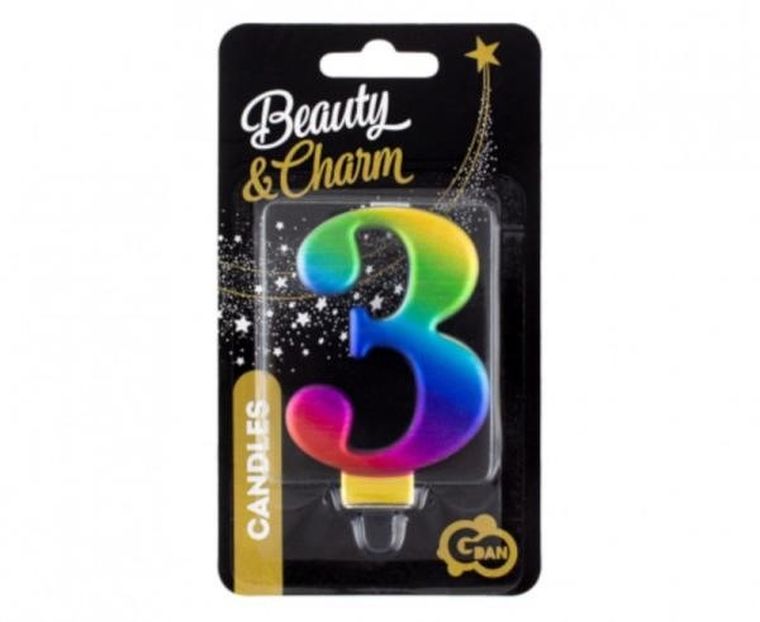 GoDan, świeczka cyferka 3, galaxy, 8 cm