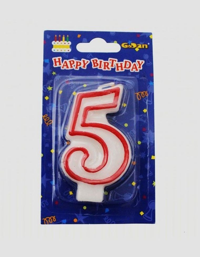 GoDan, świeczka Cyferka 5, czerwony kontur