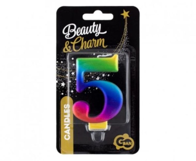 GoDan, świeczka cyferka 5, galaxy, 8 cm