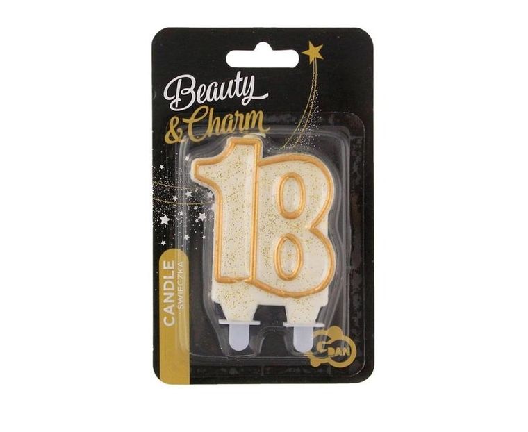 Godan, świeczka liczba, 18 urodziny, złoty kontur