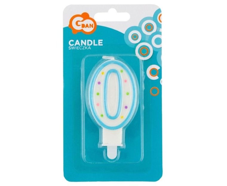 GoDan, świeczka urodzinowa, cyfra 0, z kropeczkami, 7.5 cm
