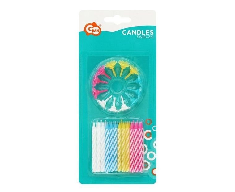 GoDan, świeczki urodzinowe, spiralne, 4 kolory, 6 cm, 24 szt.
