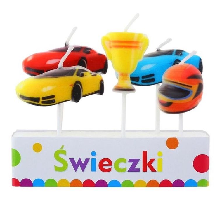 GoDan, świeczki urodzinowe, Wyścigi samochodowe, 4 szt.