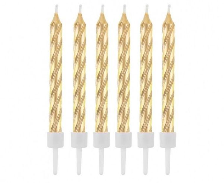 Godan, świeczki zakręcone złote, 8 cm, 12 cm