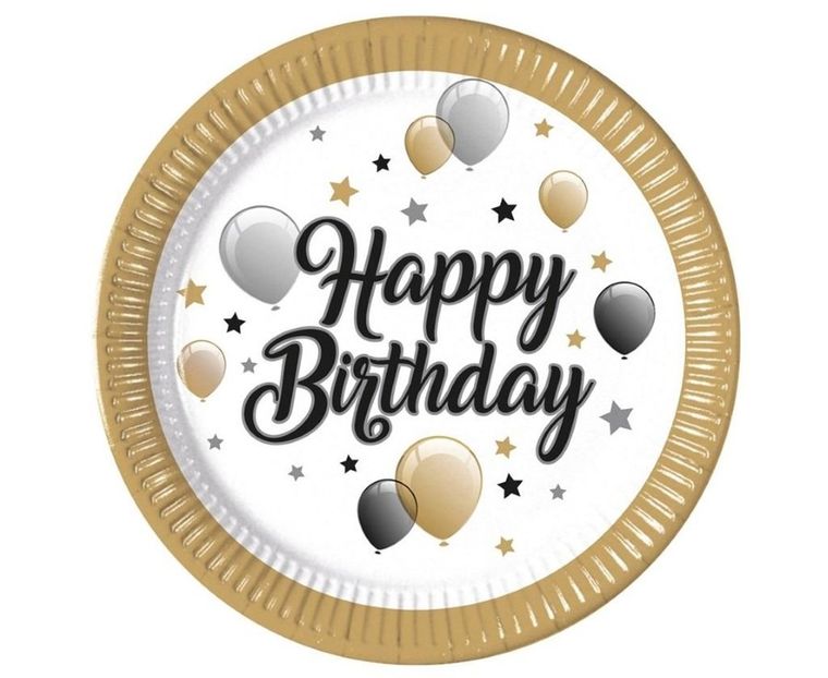 GoDan, talerzyki papierowe, Happy Birthday, 23 cm, 8 szt.