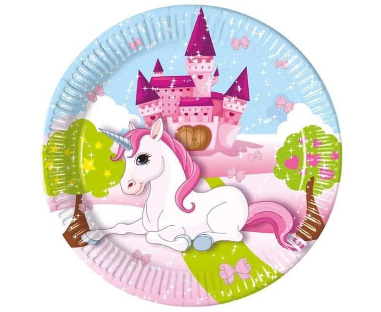 GoDan, talerzyki papierowe, Unicorn, 20 cm, 8 szt.