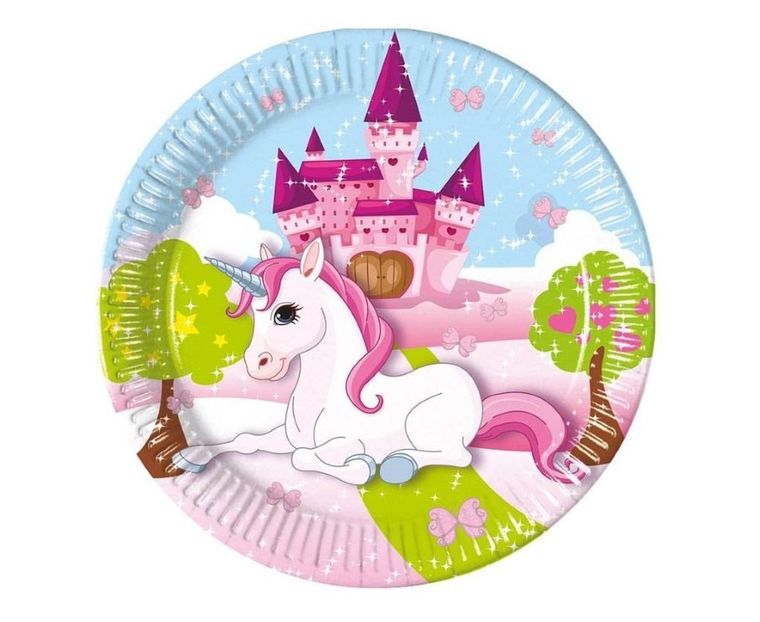 GoDan, talerzyki papierowe, Unicorn, 23 cm, 8 szt.