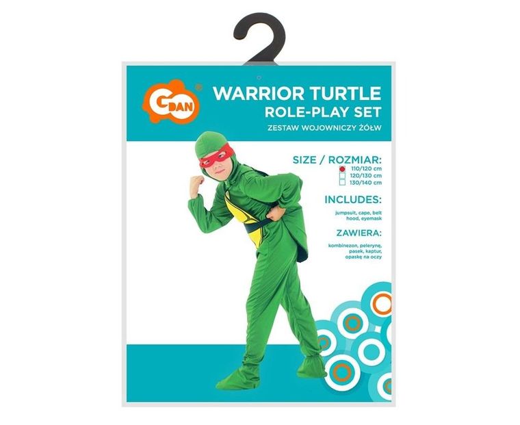 GoDan, Wojowniczy Żółw, strój dla dzieci, rozmiar 120/130 cm