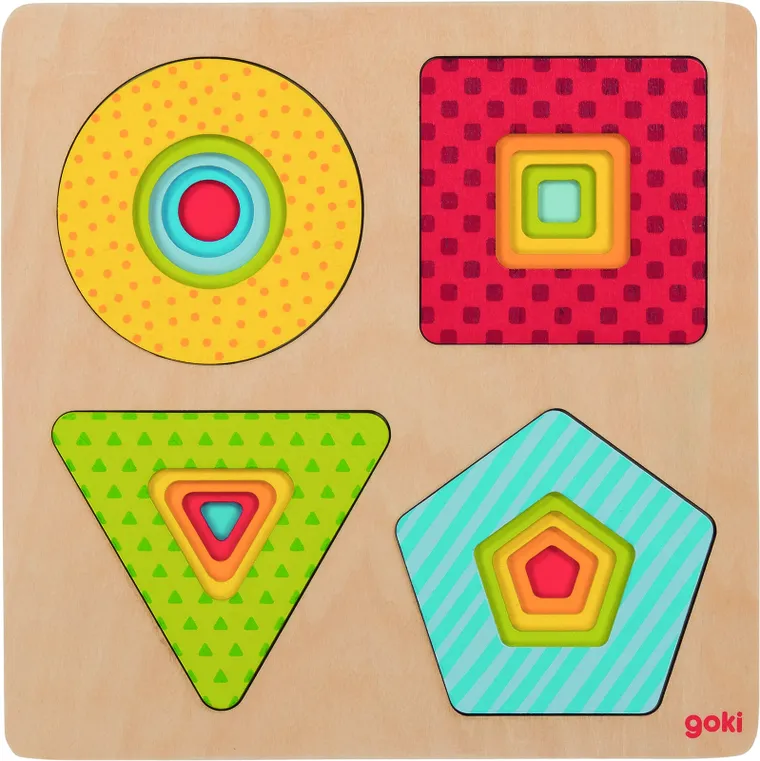 Goki, 4 kształty geometryczne, puzzle warstwowe