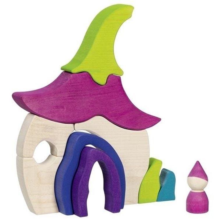 Goki, Bajkowy domek wróżek, klocki drewniane, 10 elementów