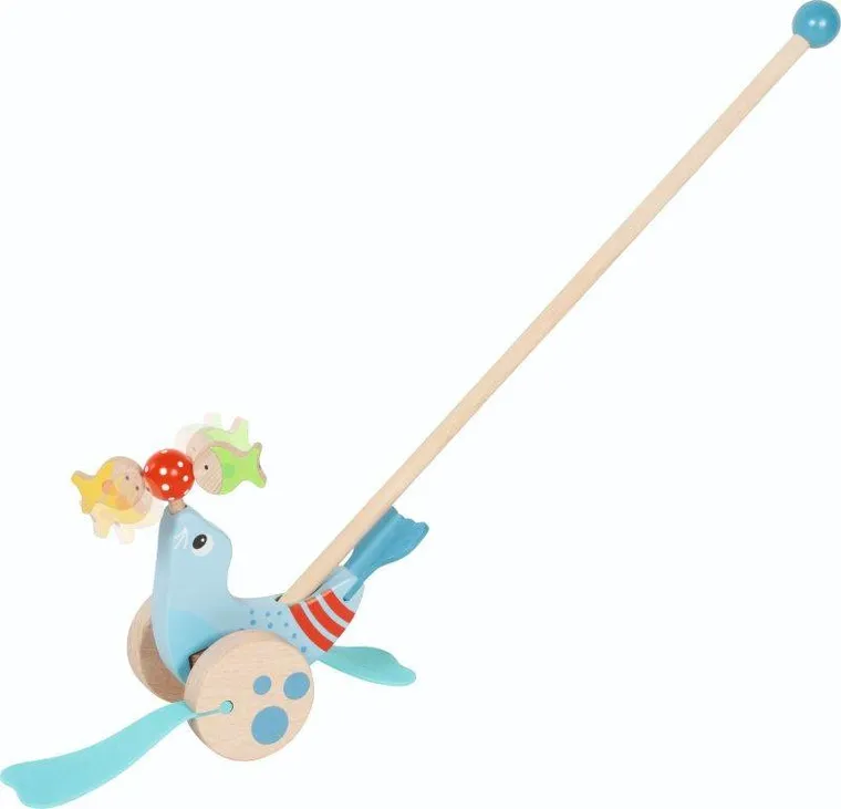 Goki, drewniana zabawka do pchania, foka