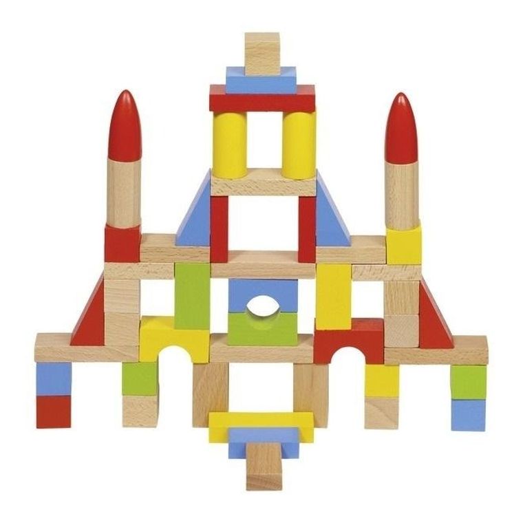 Goki, klocki drewniane, kolorowe, 50 elementów