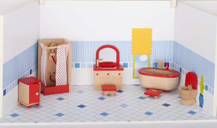 Goki, Łazienka, drewniane mebelki dla lalek