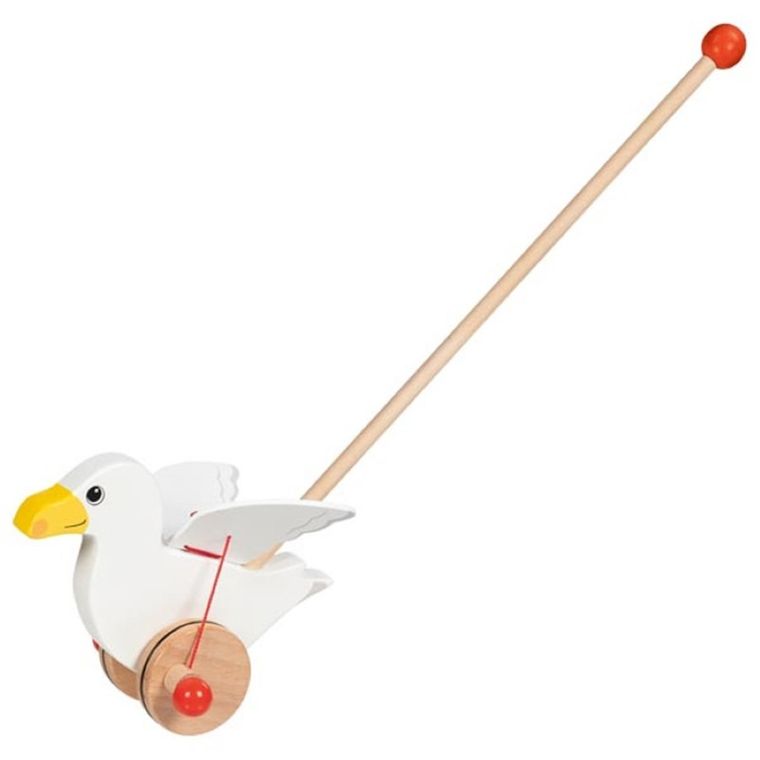 Goki, mewa, drewniana zabawka do pchania