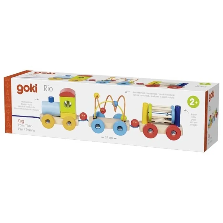 Goki, Pociąg Rio, z klockami, labiryntem koralikowym i grzechotką
