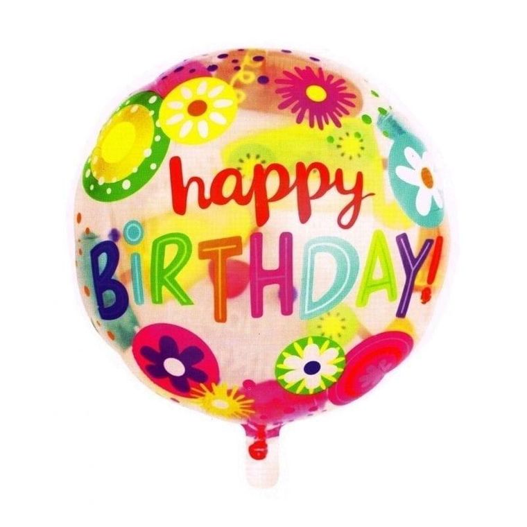 GoParty, balon foliowy, okragły, kwiatki, 46 cm