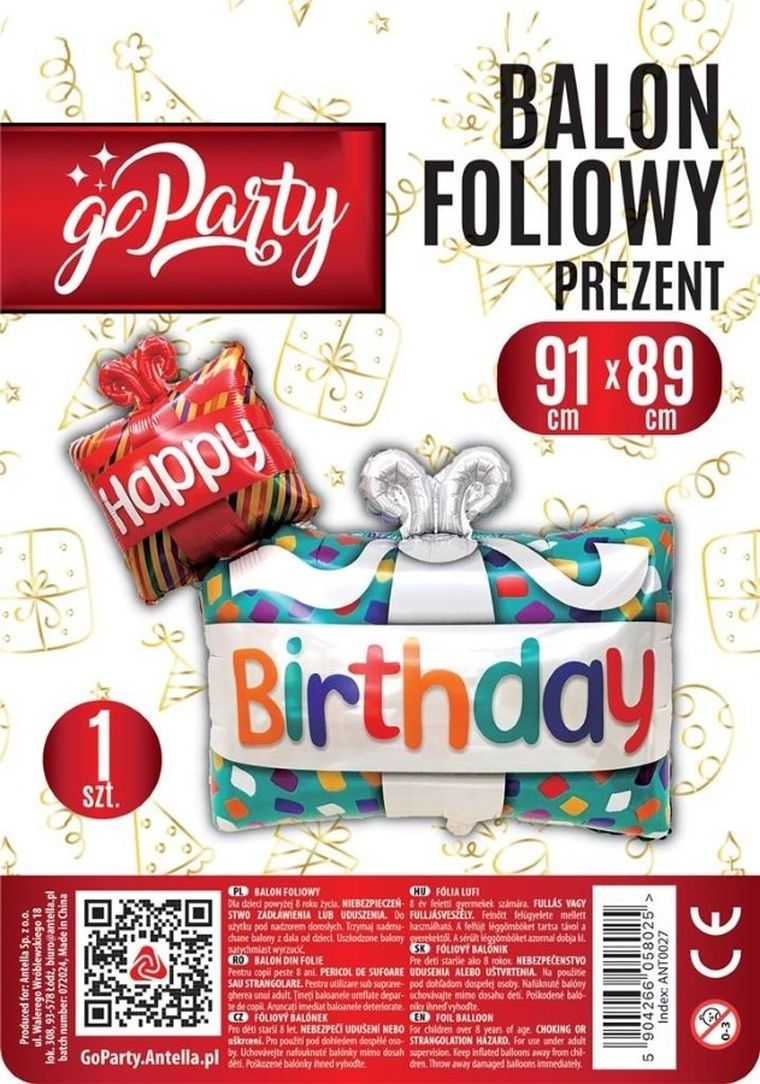 GoParty, balon foliowy, Prezent, 91-89 cm