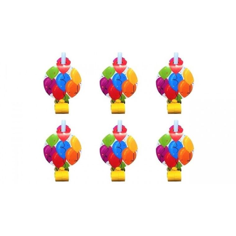 Goparty, gwizdki rozwijane z medalionem, balony, 6 szt.