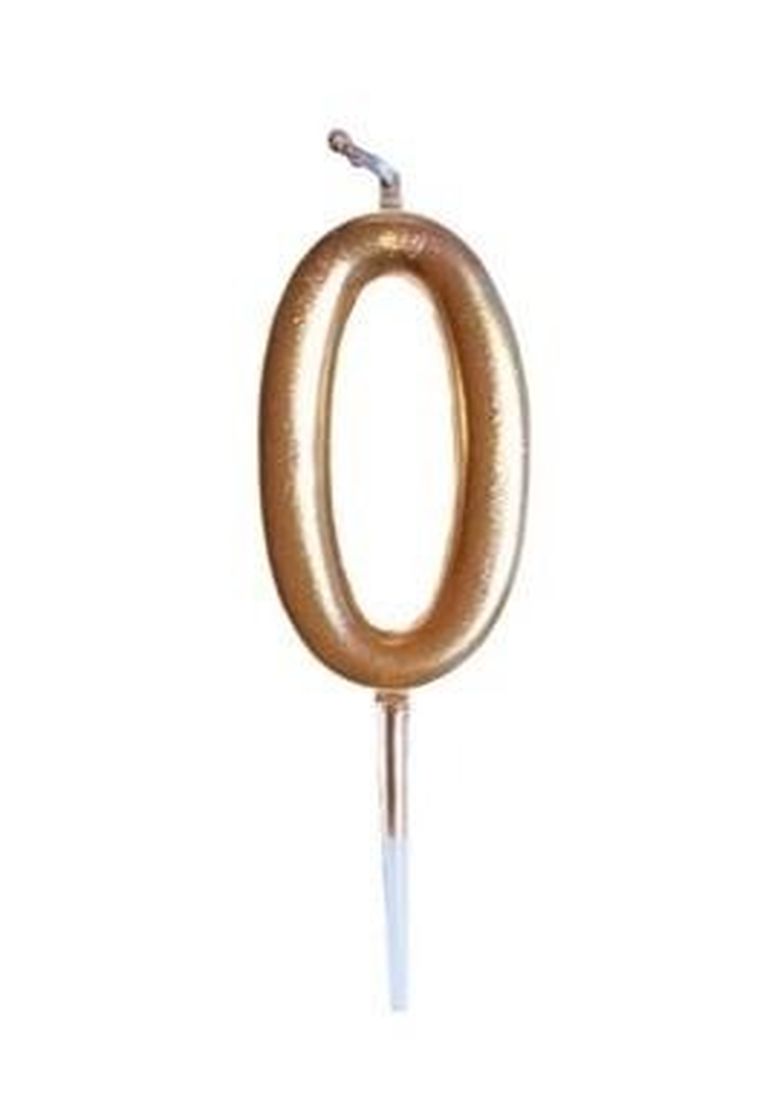 Goparty, świeczka urodzinowa, cyfra 0, złota