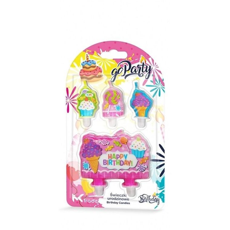 Goparty, świeczki urodzinowe, Ciastka, 4 szt.