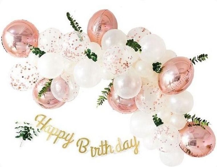 GoParty, zestaw balonów, Happy Birthday, różowe złoto, 36 elementów