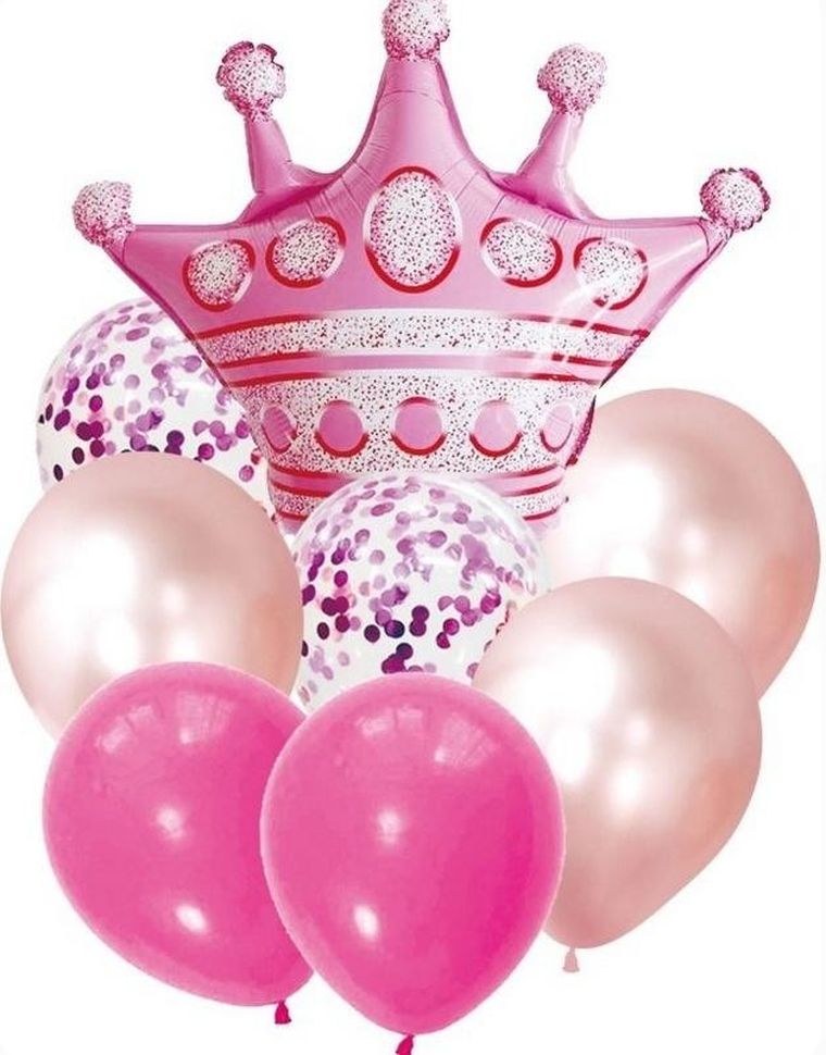 GoParty, zestaw balonów, Korona, różowe złoto, 9 elementów