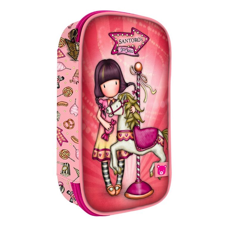 Gorjuss, Fairground, Carousel, 4-częściowy piórnik z wyposażeniem, rozkładany