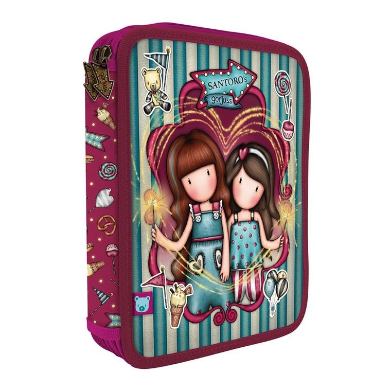 Gorjuss, Fairground, Fireworks, podwójny piórnik z wyposażeniem