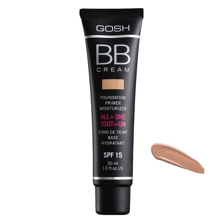 Gosh, BB Cream All In One, wielofunkcyjny krem BB baza, krem, podkład, SPF15, 03 Warm Beige, 30 ml