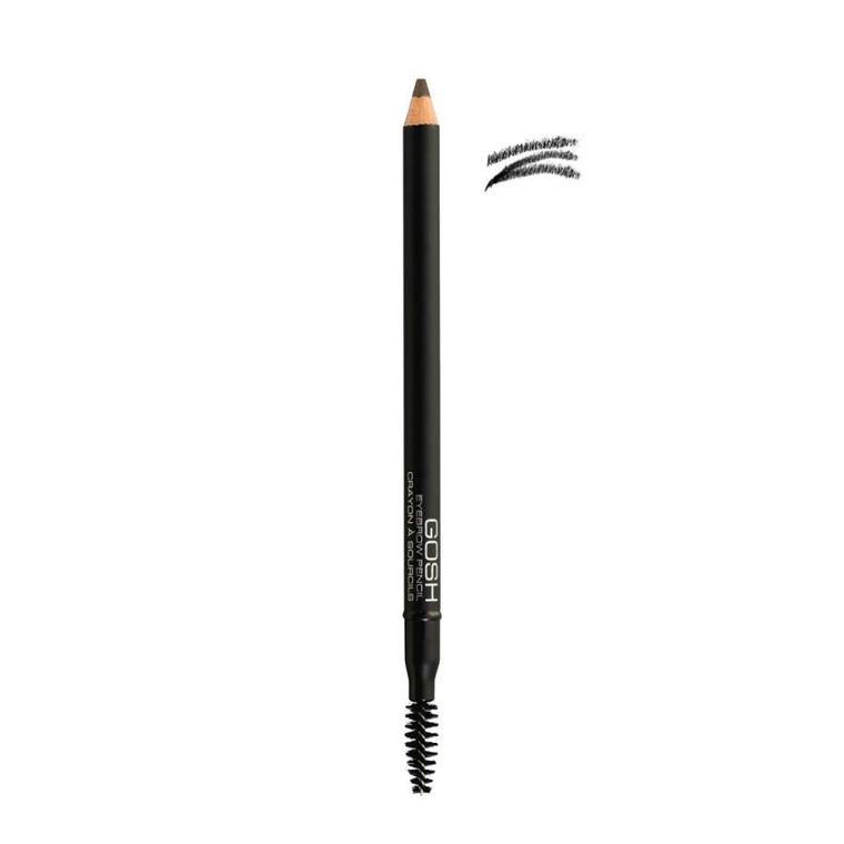 Gosh, Eyebrow Pencil, kredka do brwi ze szczoteczką, 02 Soft Black, 1.2 g