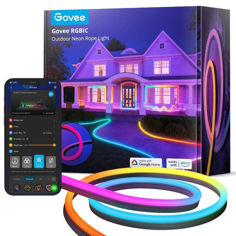 Govee, Outdoor Neon Strip Lights, taśma LED, 10m, Wi-Fi, Bluetooth, RGBIC, H61A8