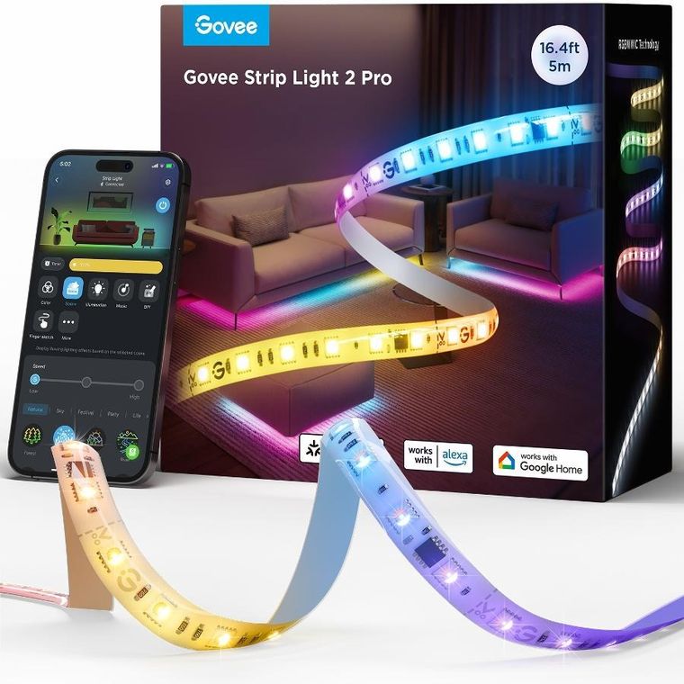 Govee, Strip Lights Pro, taśma LED, 5m, Wi-Fi, Bluetooth, RGBWW, H61F5