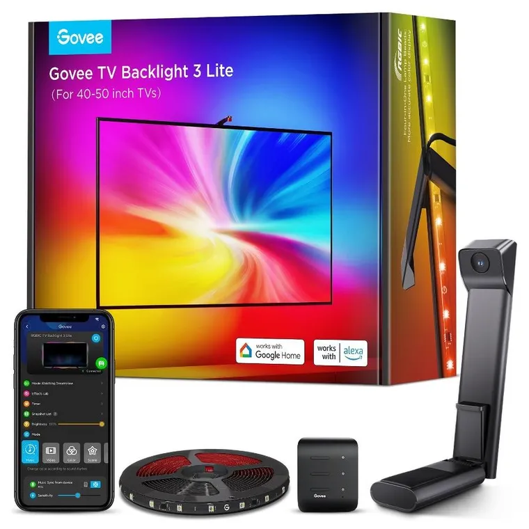 Govee, TV Backlight 3 Lite, taśma LED, podświetlenie dla TV 40-50 cali, RGBICW, Wi-Fi+Bluetooth, H6097