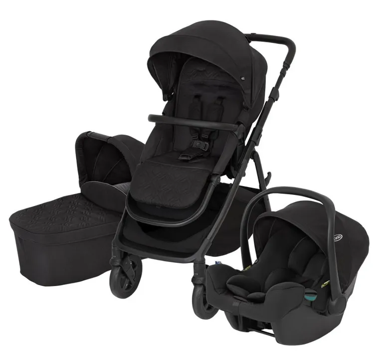 Graco, Near2Me DLX, wózek spacerowy z gondolą i fotelikiem, Midnight