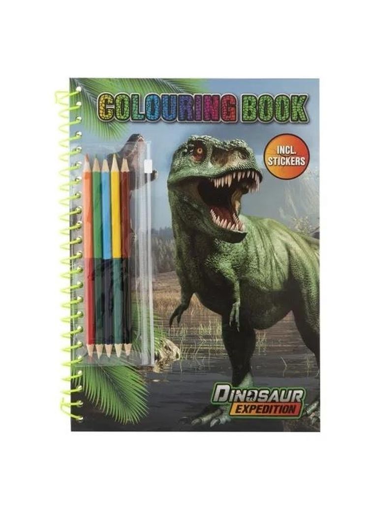 Grafix, kolorowanka z kredkami, dinozaur