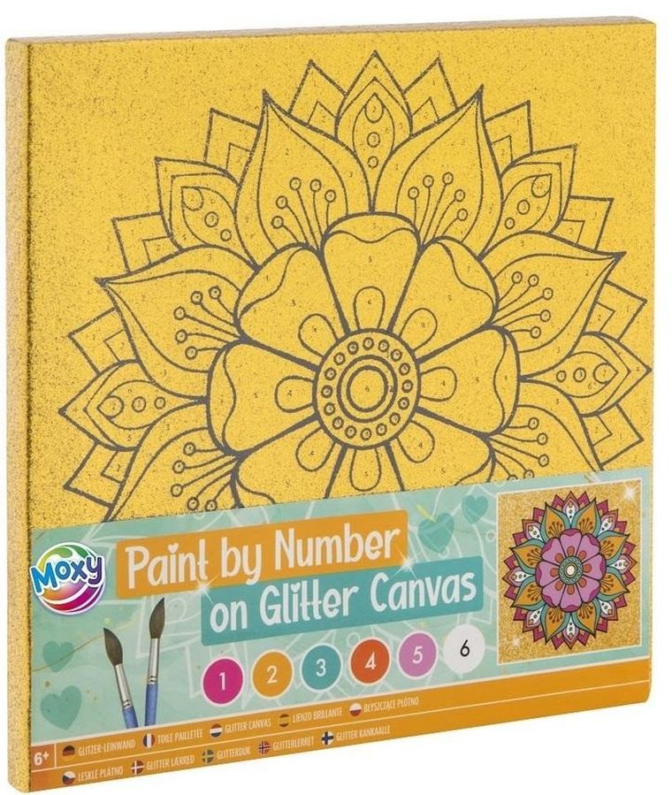 Grafix, malowanie po numerach, brokatowe tło, Mandala