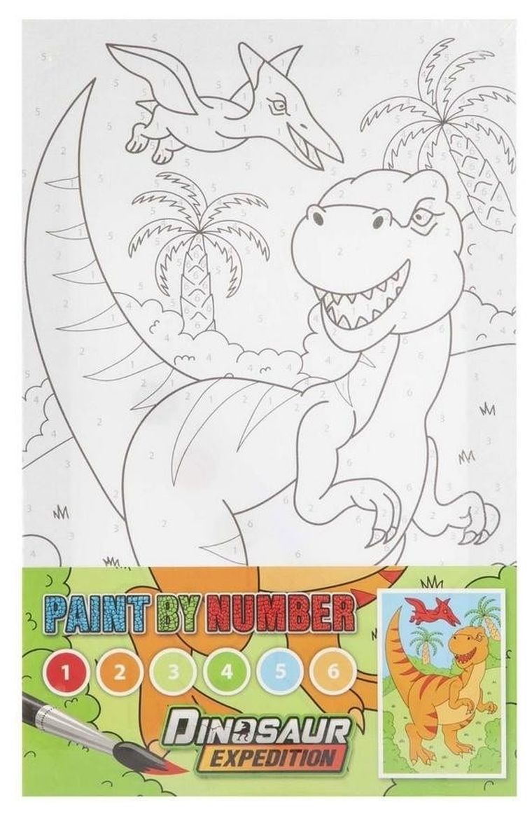 Grafix, malowanie po numerach, Dino, pomarańczowa