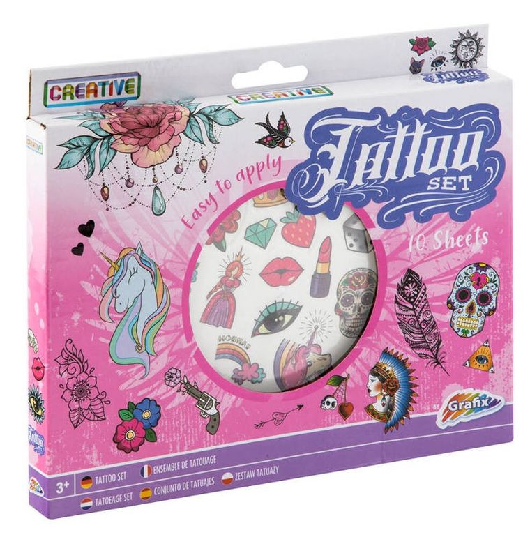Grafix, zestaw do tatuażu, 10 arkuszy, różowy