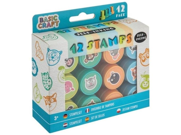 Grafix, zestaw stempli samotuszujących, niebieski, 12 szt.