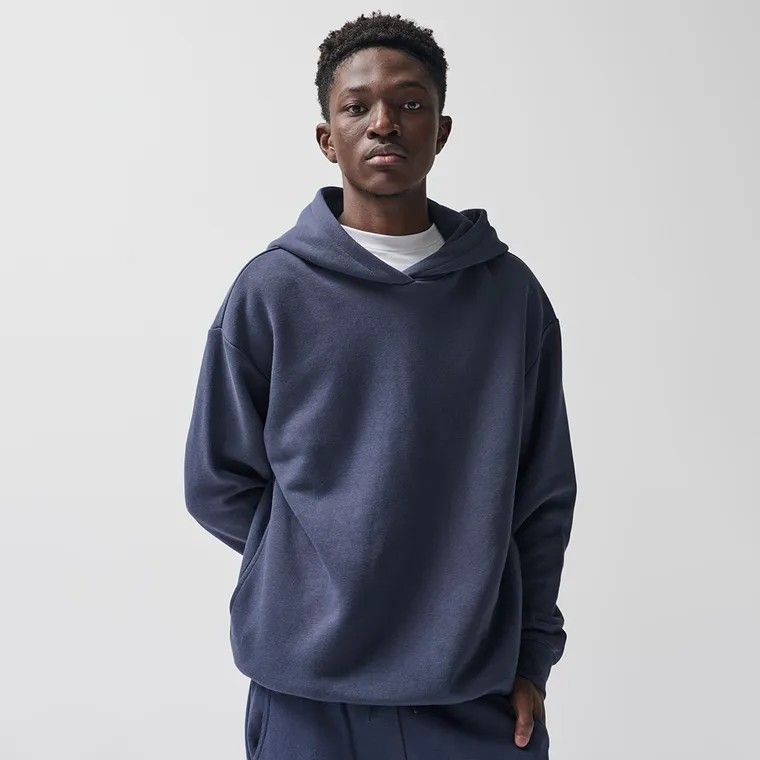 Granatowa bluza basic z kapturem oversize NOWEAR