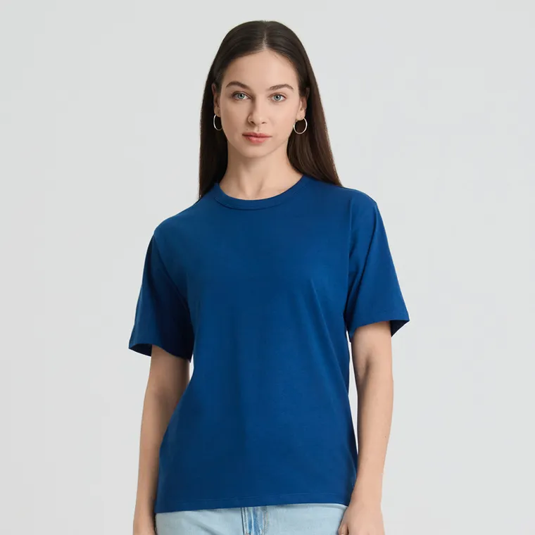 Granatowy bawełniany t-shirt basic NOWEAR