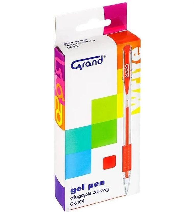Grand, długopis żelowy, czerwony, 12 szt.