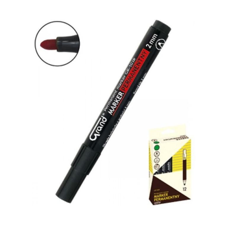 Grand, marker permanentny, czarny, 12 szt.