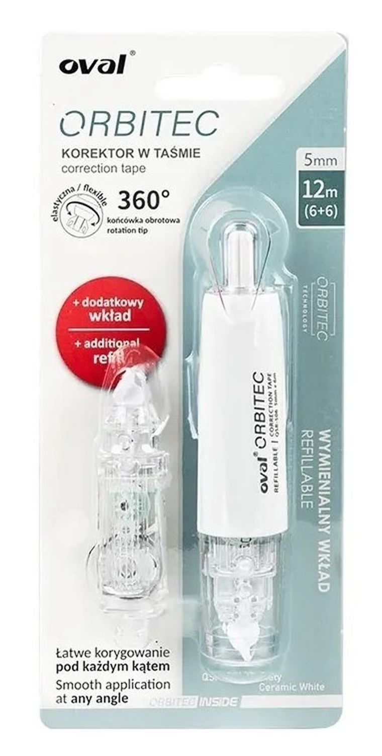 Grand, Oval Orbitec, korektor w taśmie, z dodatkowym wkładem, 5mmx6m