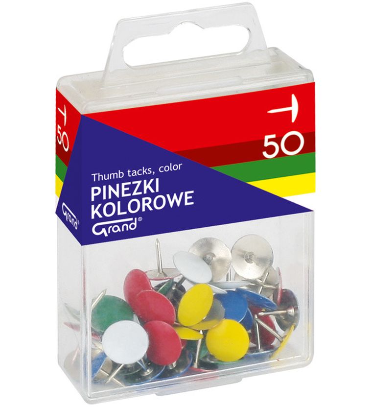Grand, pinezki, kolorowe, T4, 50 szt.