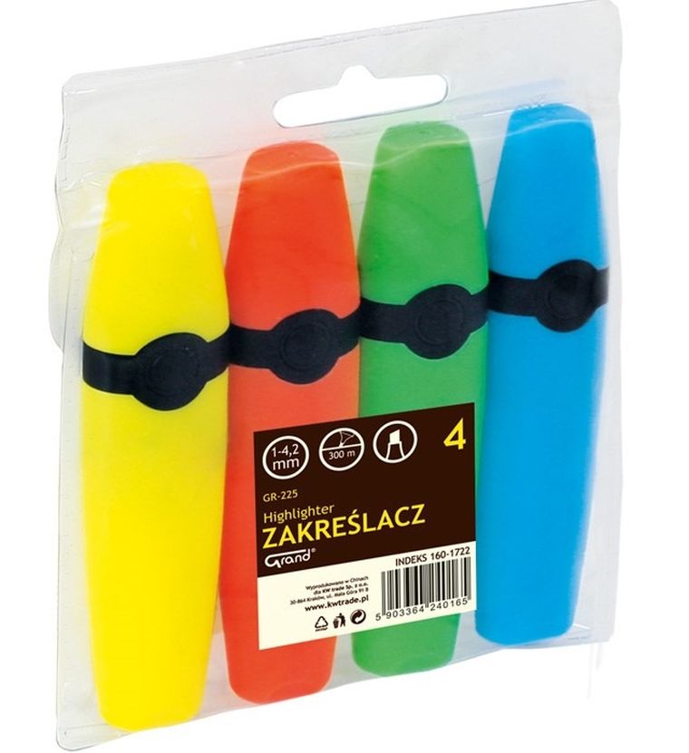 Grand, zakreślacz, 4 kolory